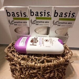 basis Sensitive Skin Bar Soap (White) + hello Lavender Deoderant (White/Purple)